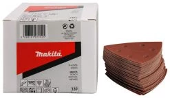 Makita Accessoires Feuille Abrasive 94 X 94 Mm Delta P-42656 Feuille Abrasive 94 X 94 K180 Rouge Velcro 50 Pièces