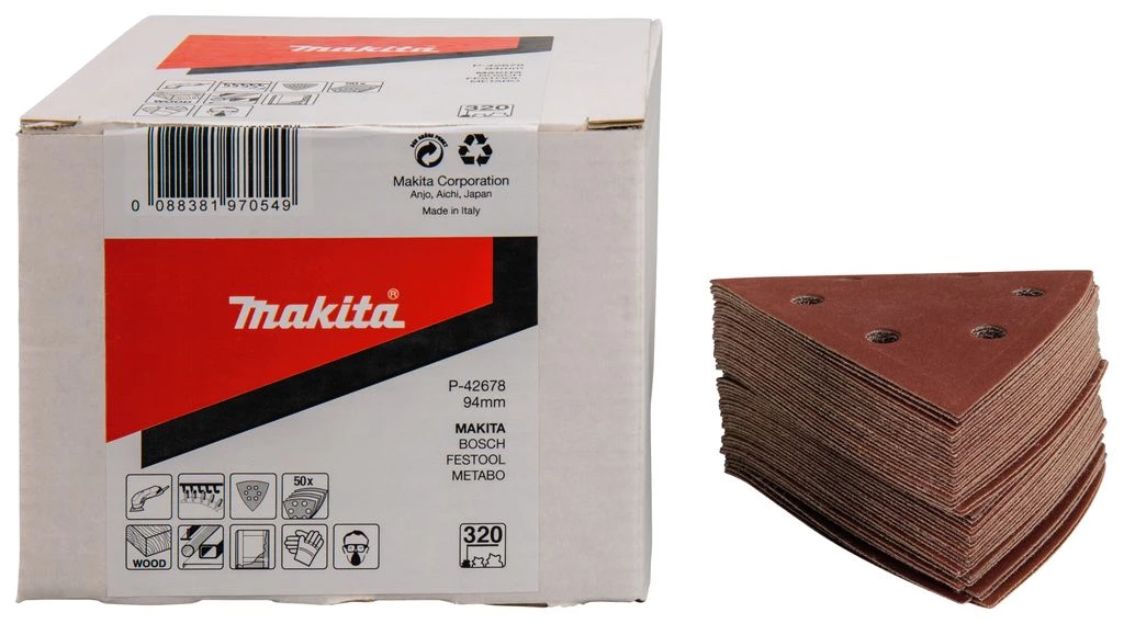 Makita Accessoires Feuille Abrasive 94 X 94 Mm Delta P-42678 Feuille Abrasive 94 X 94 K320 Velcro Rouge 50 Pièces 3 Makita Accessoires Feuille Abrasive 94 X 94 Mm Delta P-42678 Feuille Abrasive 94 X 94 K320 Velcro Rouge 50 Pièces